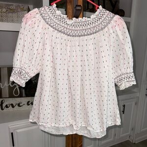 White Smocked Women's Top